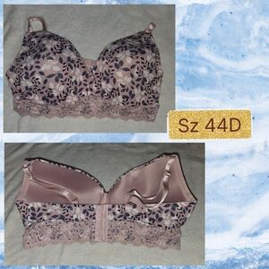 ❤️Floral Lace Trim Bra Sz 44D